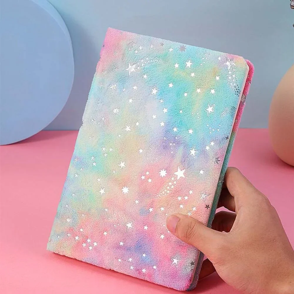 A5 Plush Soft Gradient Star Notebook Velvet Diary Fluffy Journal Planner Gift